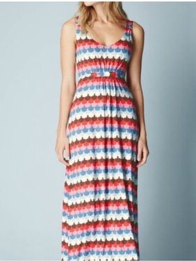 Boden Pink and Light Blue Cloud-Print Maxi Dress